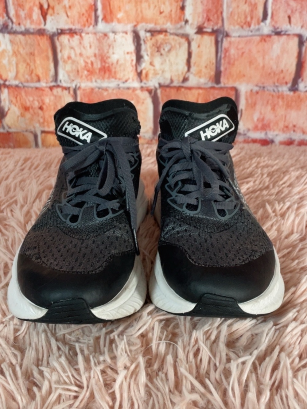 Hoka Black and White Running Sneakers